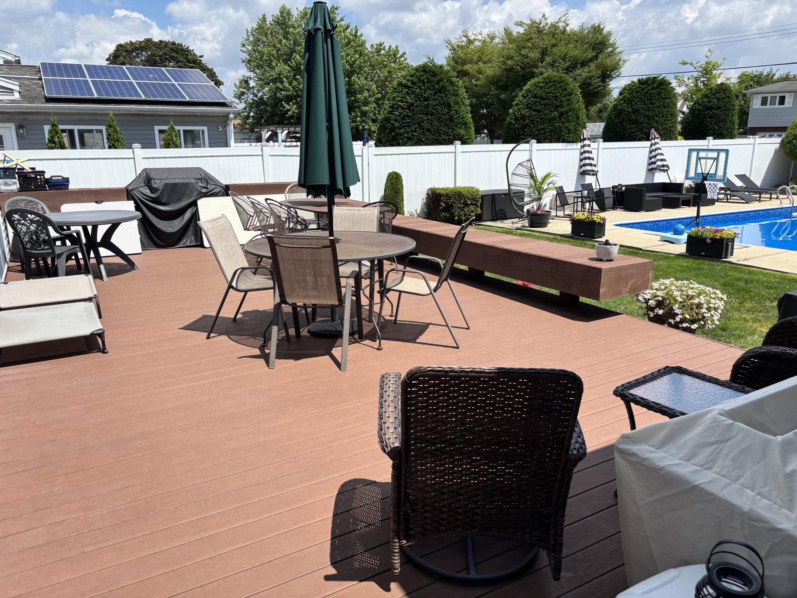 The back deck with dining and lounge seating